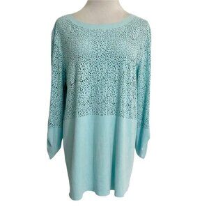 Alberto Makali Size Medium  Top Blouse Long Sleeve Perforated Tunic